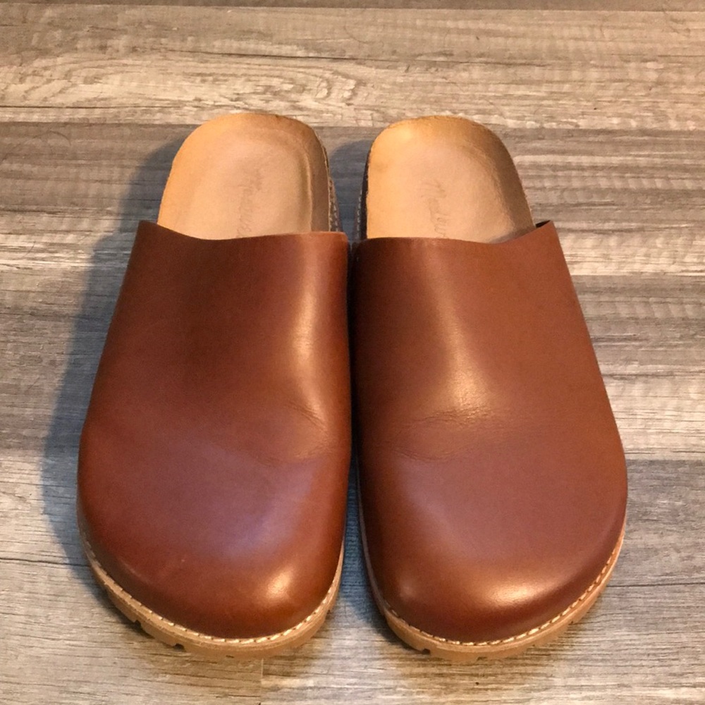 Camel colored clogs